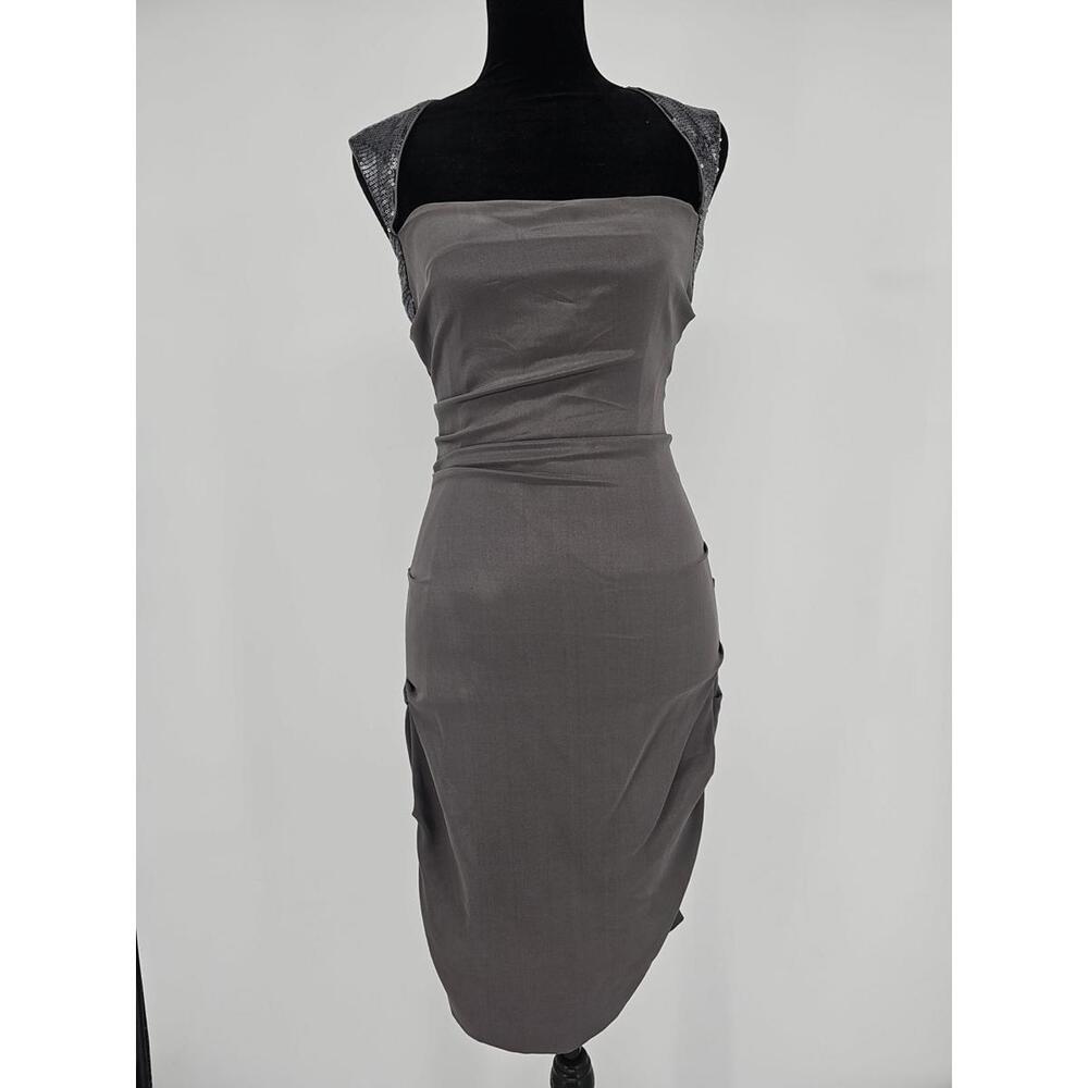 Nicole Miller‎ Silk Dress 8 Stretch Sequin Open Back Cocktail Dress